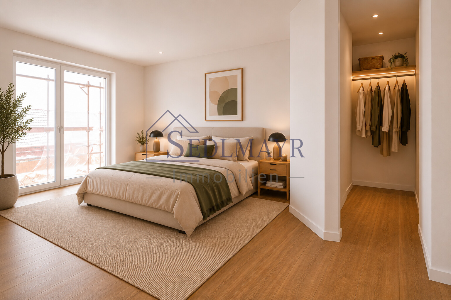 Ansicht OG Schlafzimmer visualisiert